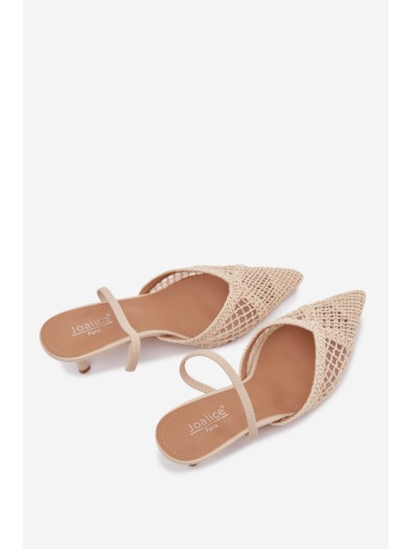 Woven Sandals on Stiletto Light Beige Hanelis