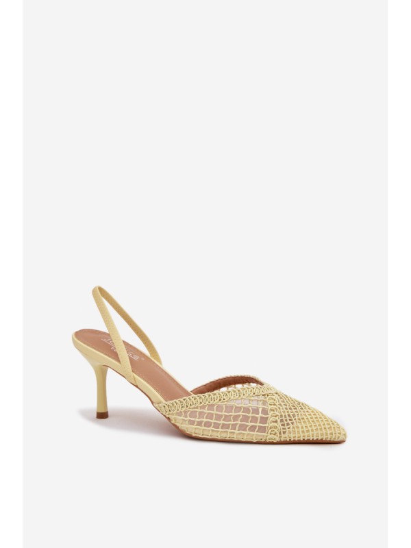 Woven Sandals on Heel Yellow Hanelis