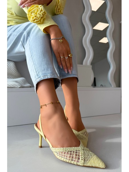 Woven Sandals on Heel Yellow Hanelis