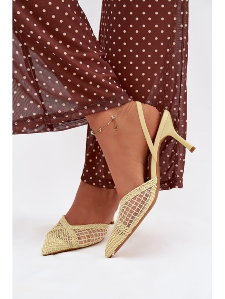 Woven Sandals on Heel Yellow Hanelis