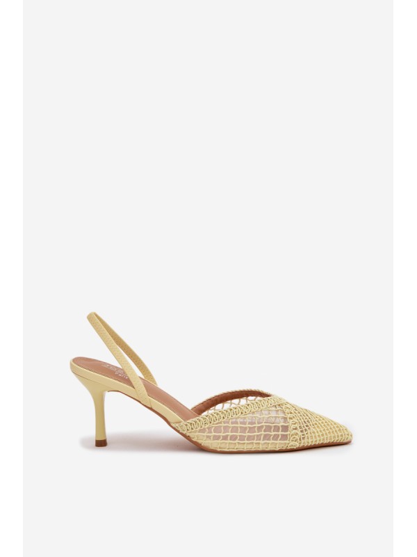 Woven Sandals on Heel Yellow Hanelis