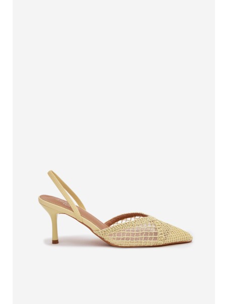 Woven Sandals on Heel Yellow Hanelis