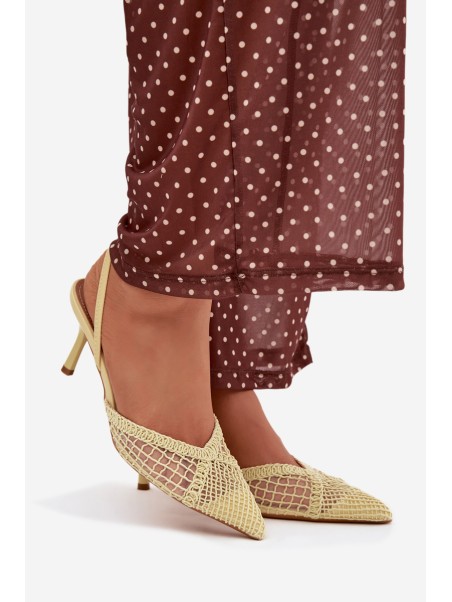 Woven Sandals on Heel Yellow Hanelis