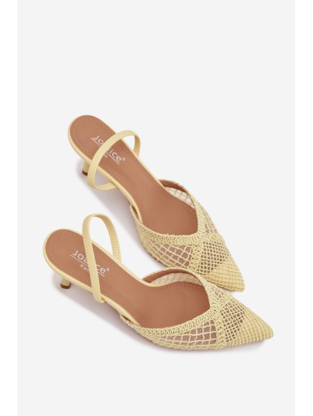 Woven Sandals on Heel Yellow Hanelis