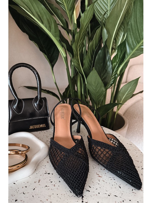 Woven Sandals on Heel Black Hanelis 2