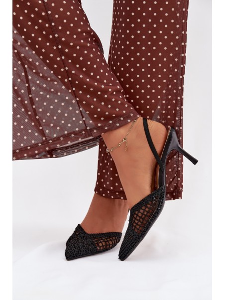 Woven Sandals on Heel Black Hanelis