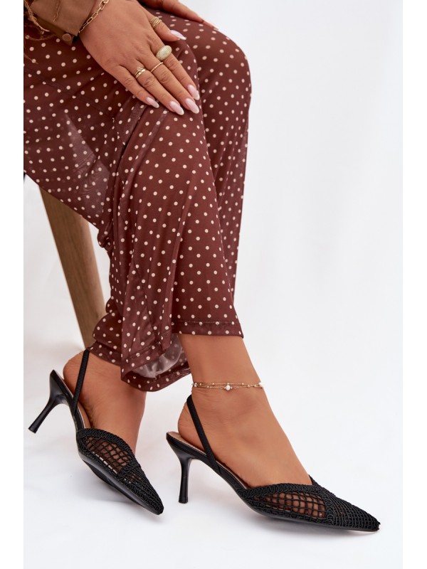 Woven Sandals on Heel Black Hanelis