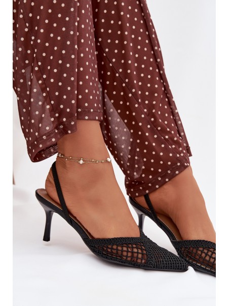 Woven Sandals on Heel Black Hanelis