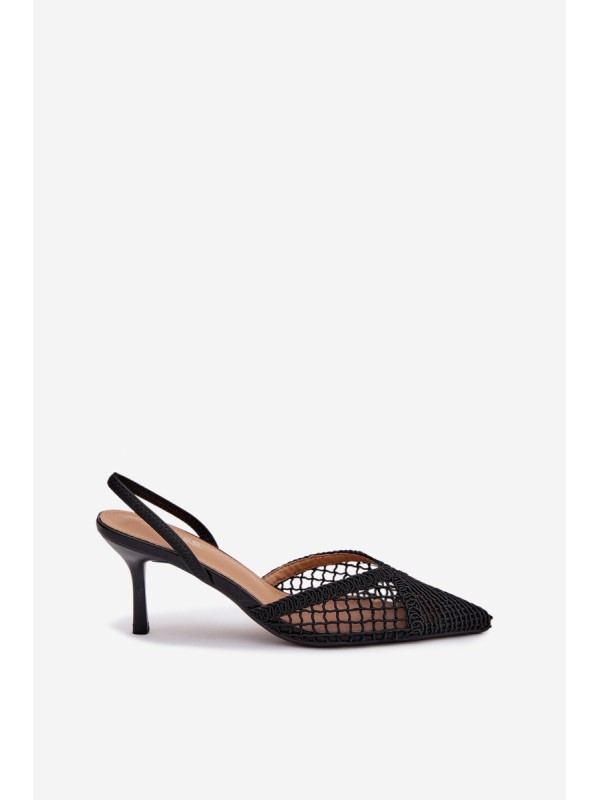 Woven Sandals on Heel Black Hanelis