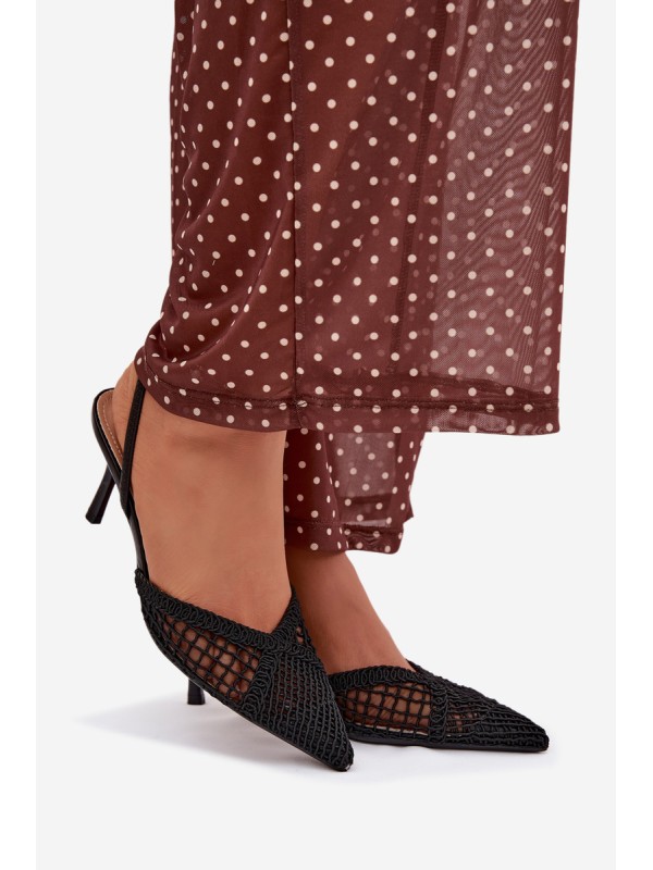 Woven Sandals on Heel Black Hanelis