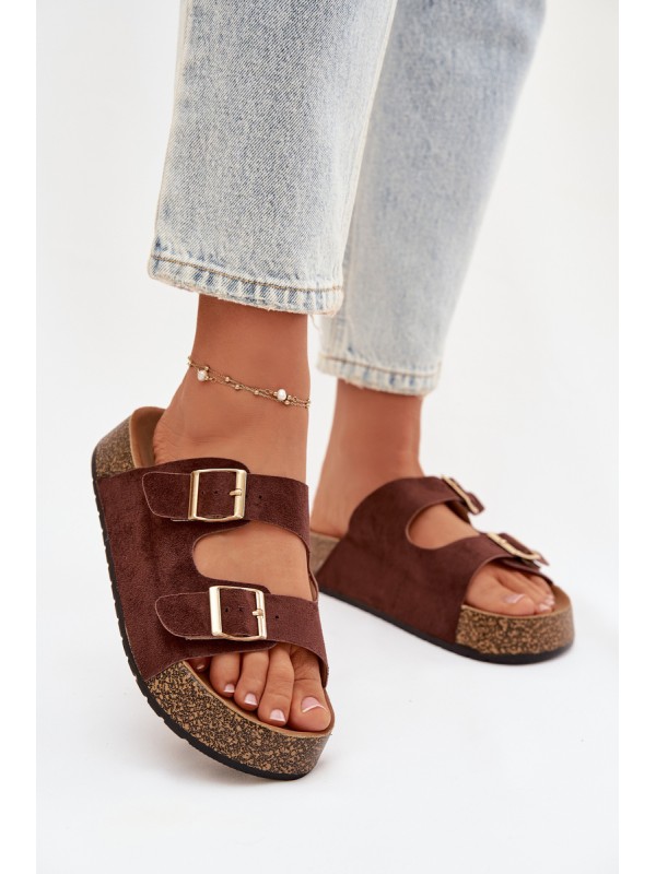 Women's Slippers on Cork Platform with Gold Clamps Tovessa 2