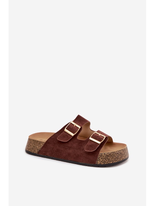 Women's Slippers on Cork Platform with Gold Clamps Tovessa