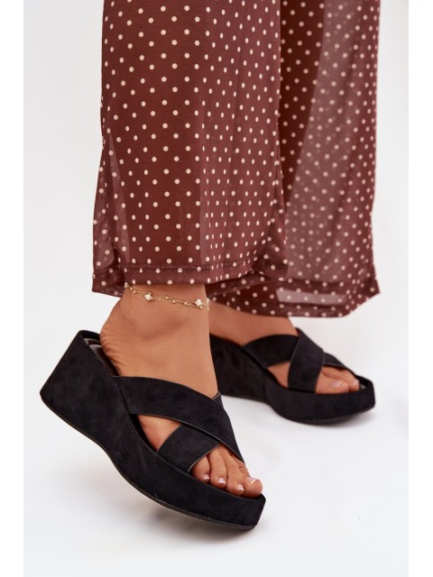 Women s Platform Flip Flops in Eco Suede Black Calorine 2