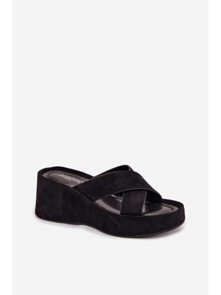Women s Platform Flip Flops in Eco Suede Black Calorine