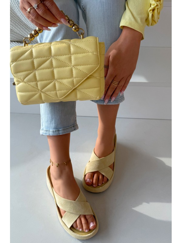 Women's Platform Slippers Made of Eco Suede Yellow Calorine