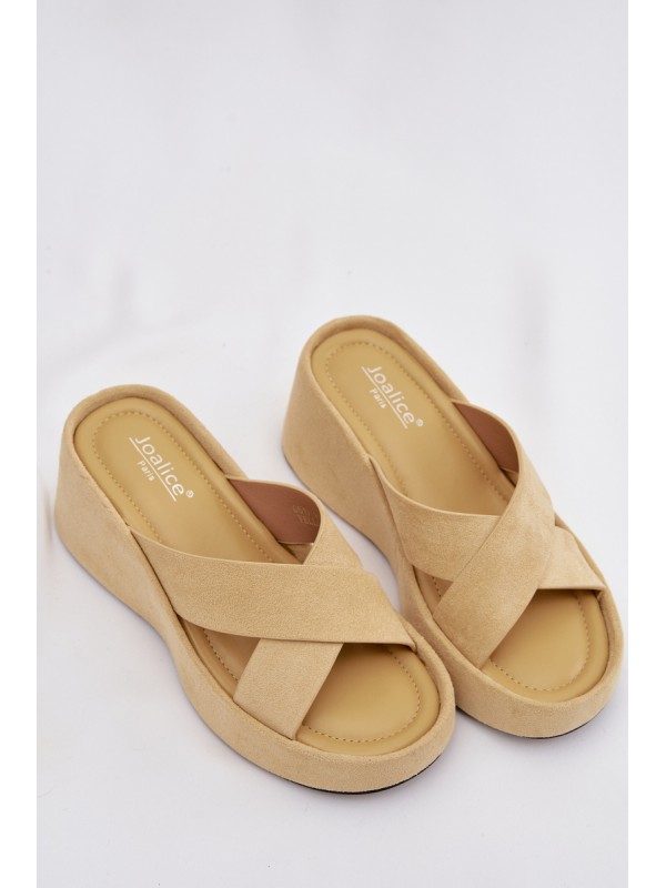 Women's Platform Slippers Made of Eco Suede Yellow Calorine