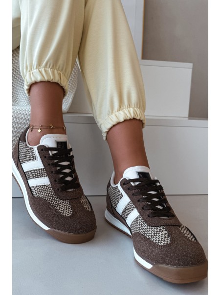 Buty Sportowe Sneakersy Damskie Brązowe Soretta