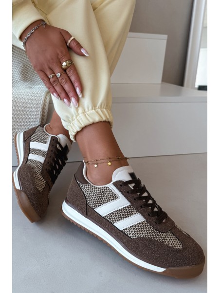 Buty Sportowe Sneakersy Damskie Brązowe Soretta