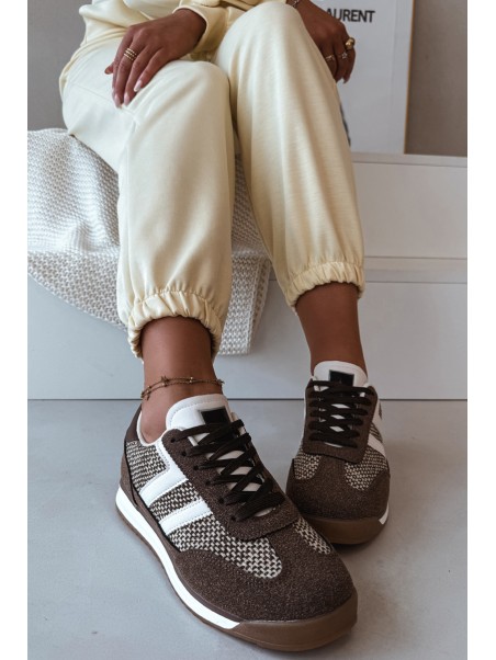 Buty Sportowe Sneakersy Damskie Brązowe Soretta