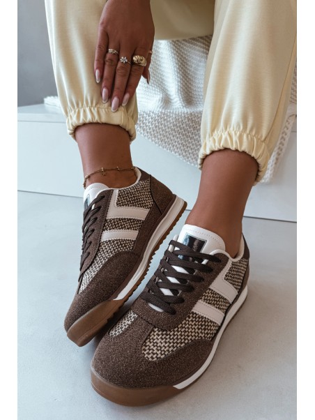 Buty Sportowe Sneakersy Damskie Brązowe Soretta