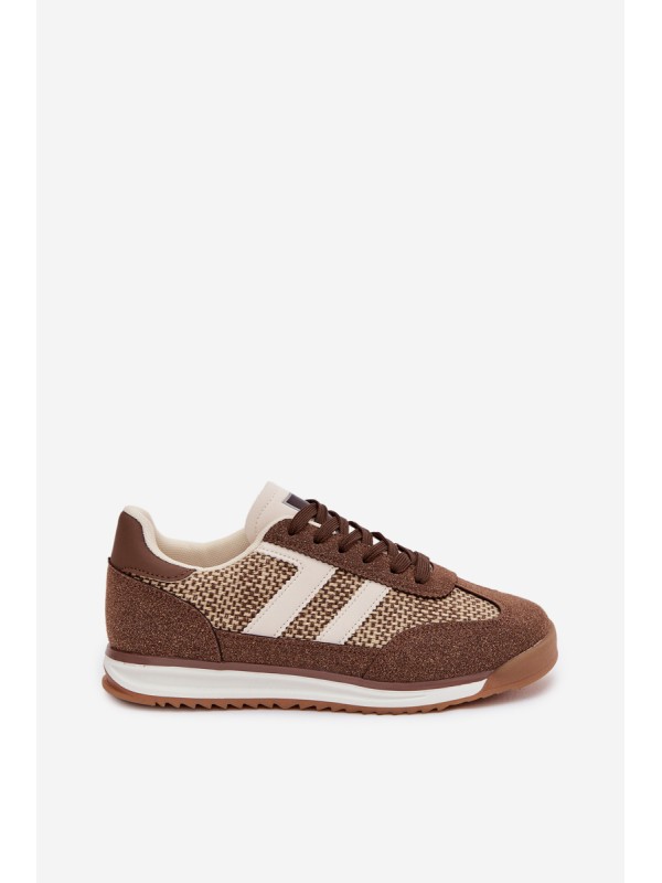 Buty Sportowe Sneakersy Damskie Brązowe Soretta