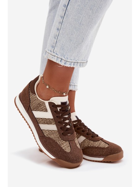 Buty Sportowe Sneakersy Damskie Brązowe Soretta