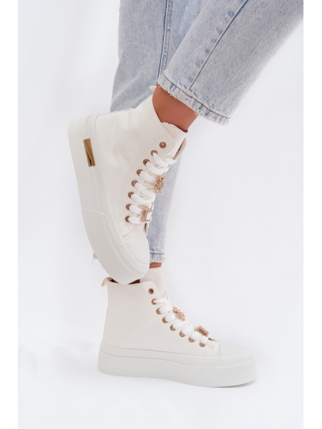 Womens Platform Sneakers With Patches White Gracella