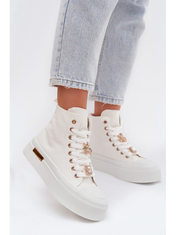 Womens Platform Sneakers With Patches White Gracella 2
