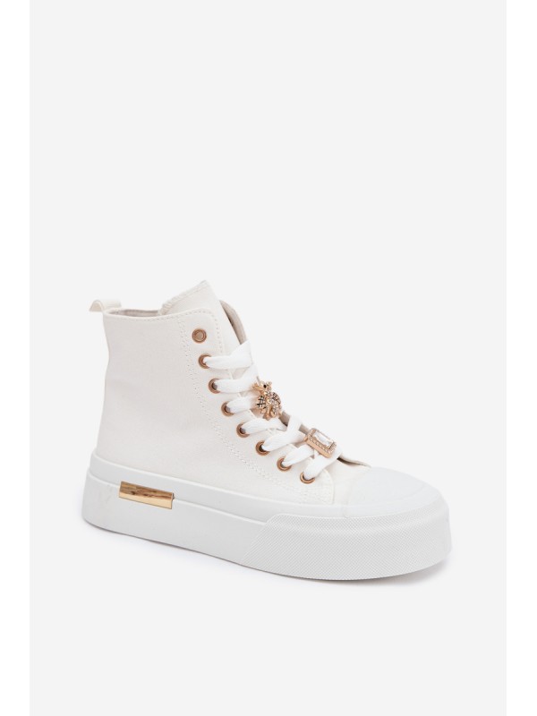 Womens Platform Sneakers With Patches White Gracella