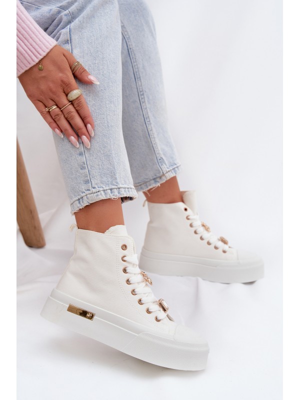 Womens Platform Sneakers With Patches White Gracella