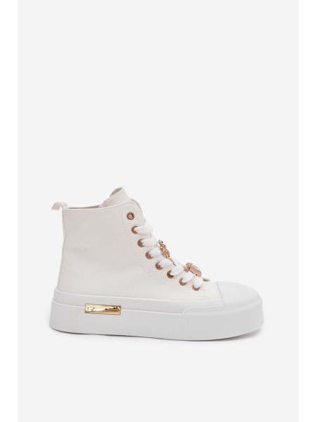 Womens Platform Sneakers With Patches White Gracella