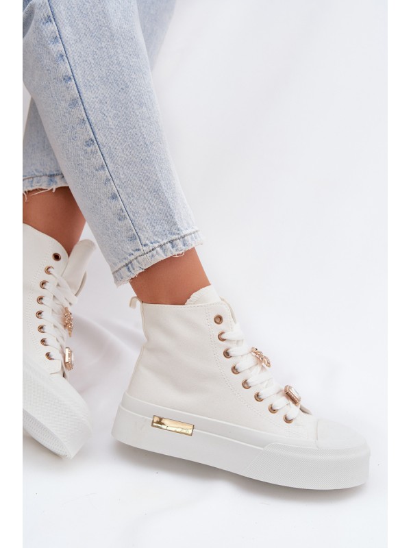 Womens Platform Sneakers With Patches White Gracella