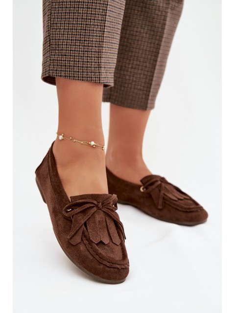 Women's Moccasins With Tie And Fringes Chocolate Glorina 2