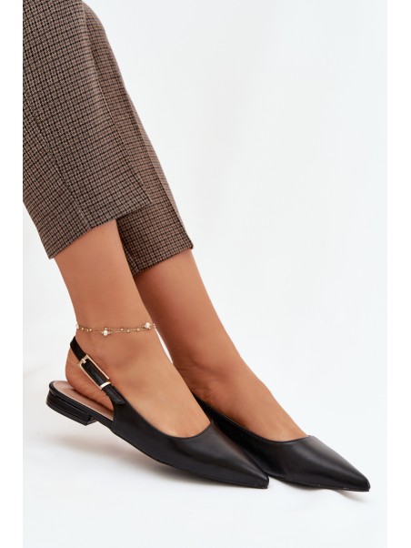 Iverelle Black Ballerinas with Gold Buckle