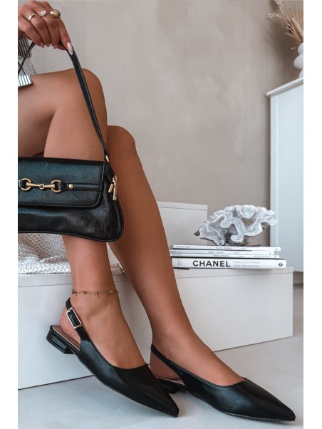 Iverelle Black Ballerinas with Gold Buckle