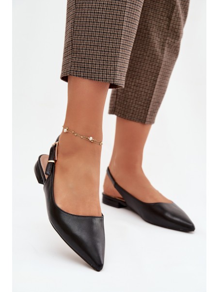 Iverelle Black Ballerinas with Gold Buckle