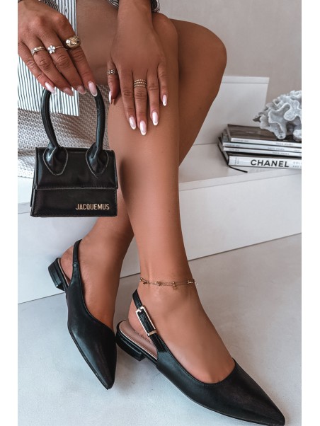 Iverelle Black Ballerinas with Gold Buckle