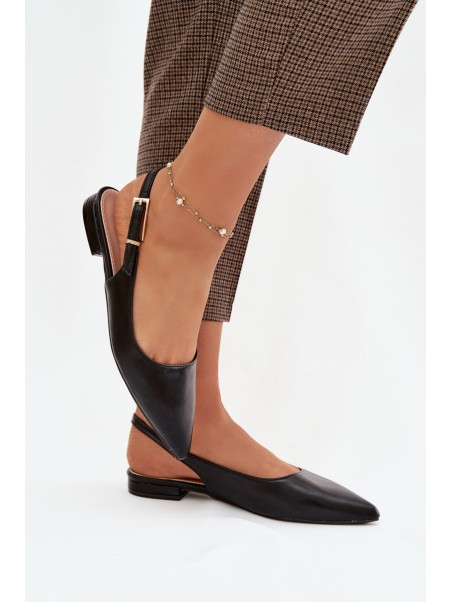 Iverelle Black Ballerinas with Gold Buckle