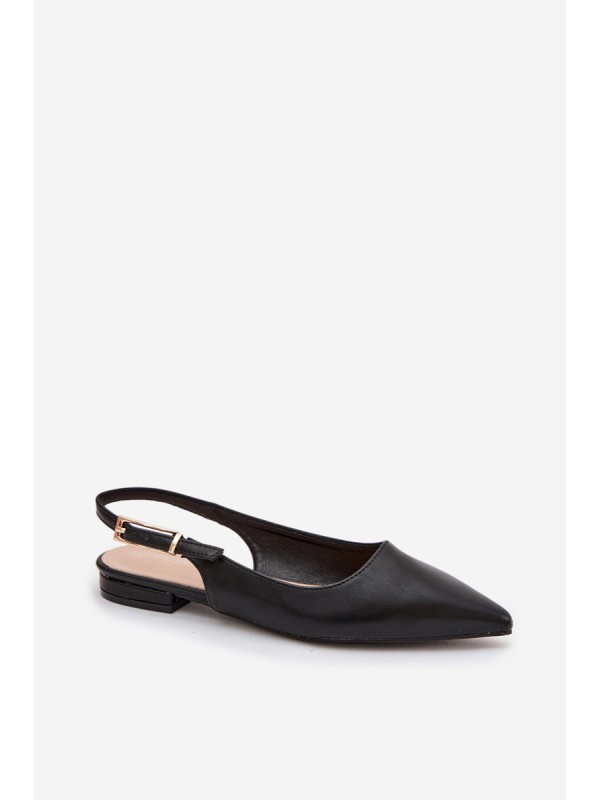Iverelle Black Ballerinas with Gold Buckle