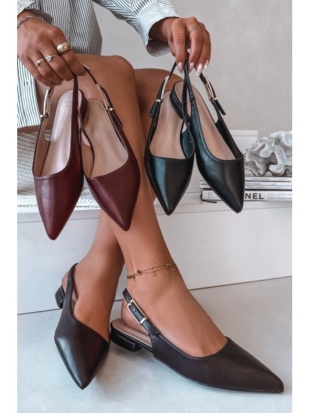 Iverelle Black Ballerinas with Gold Buckle