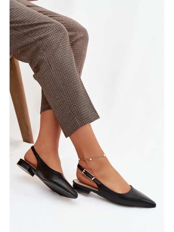 Iverelle Black Ballerinas with Gold Buckle