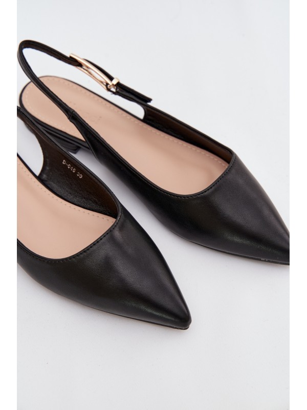 Iverelle Black Ballerinas with Gold Buckle