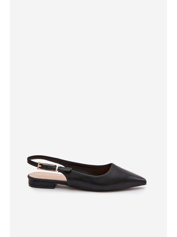 Iverelle Black Ballerinas with Gold Buckle