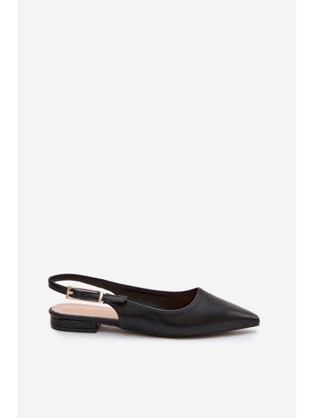 Iverelle Black Ballerinas with Gold Buckle