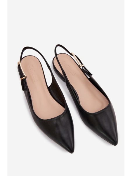 Iverelle Black Ballerinas with Gold Buckle