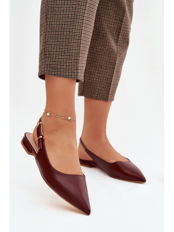 Iverelle Burgundy Ballerinas with Gold Buckle