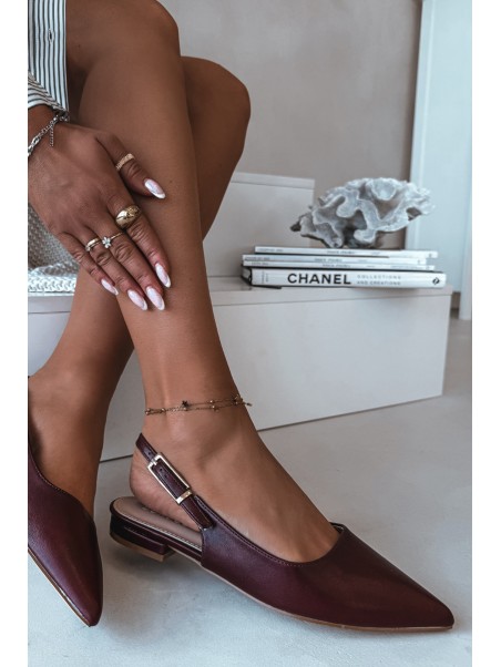 Iverelle Burgundy Ballerinas with Gold Buckle