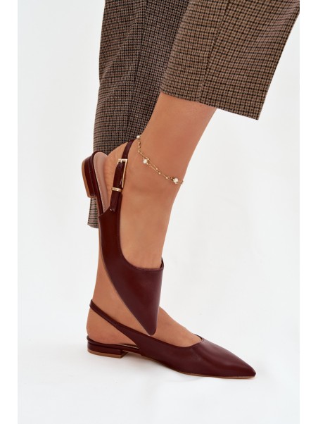Iverelle Burgundy Ballerinas with Gold Buckle