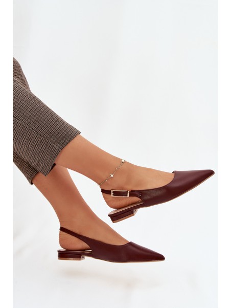 Iverelle Burgundy Ballerinas with Gold Buckle