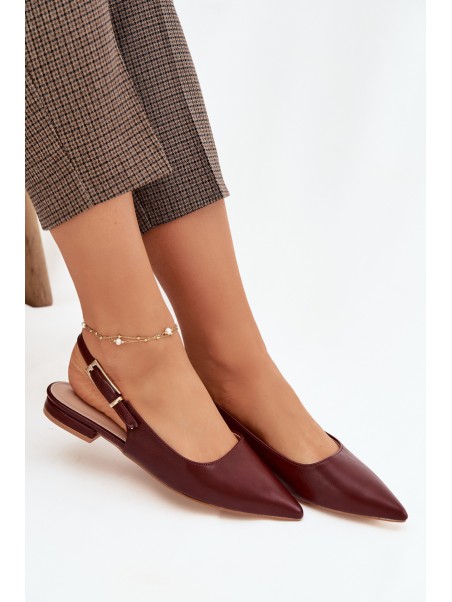 Iverelle Burgundy Ballerinas with Gold Buckle